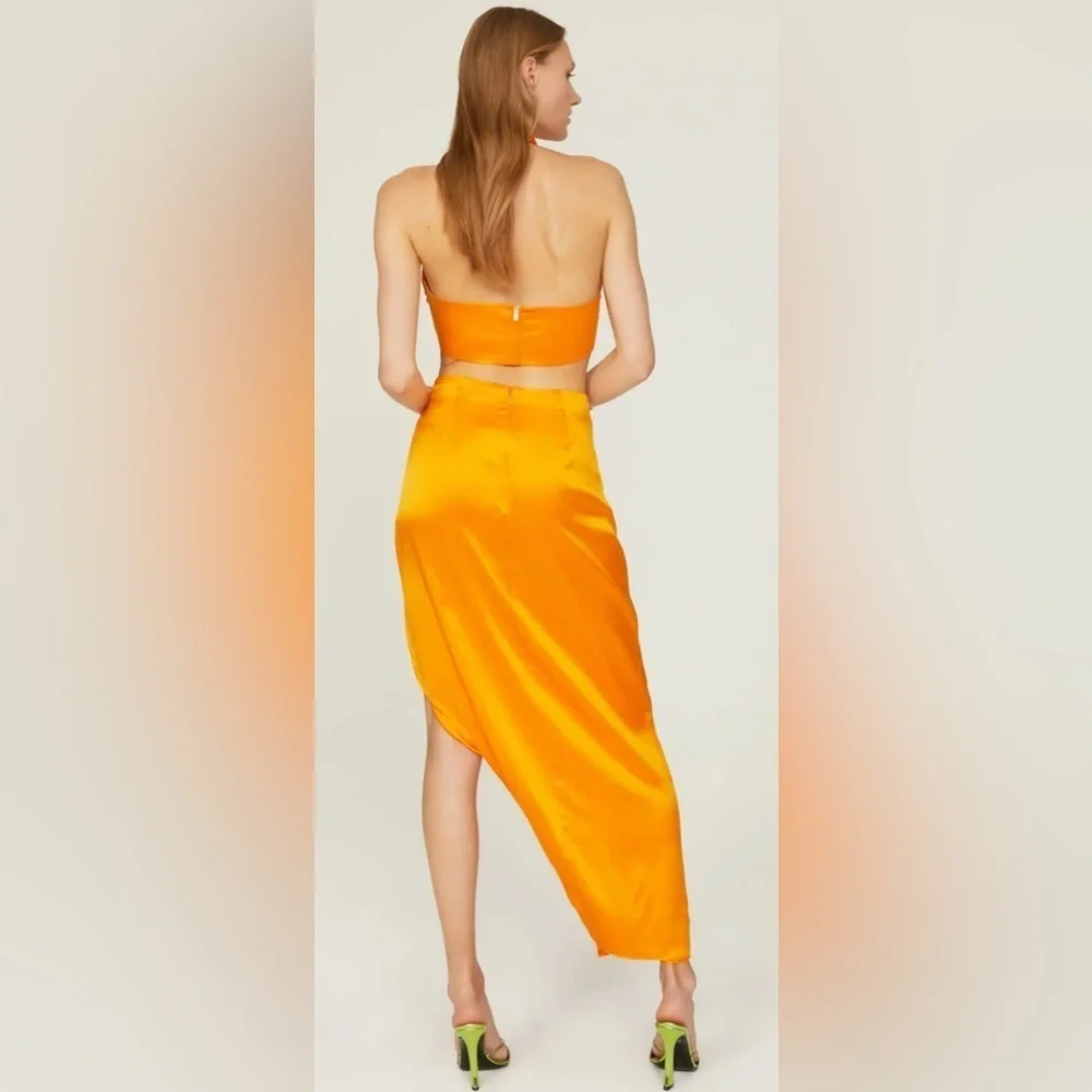 Nicholas Manon Silk Skirt Size 2 Orange Asymmetrical Maxi